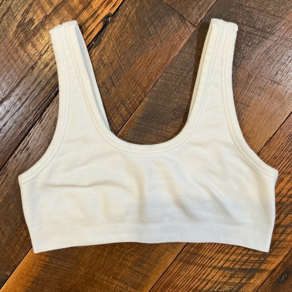 Alo Yoga Ribbed Scoop Neck Bra Top White Women’s Medium - Picture 2 of 7